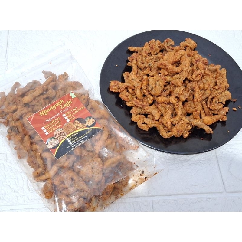 

Kripik Usus kemasan 250gr|Kripsus Original|Kripsus pedas daun jeruk