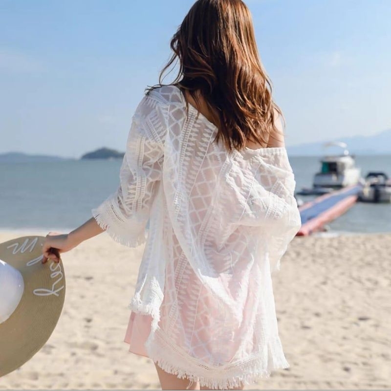 25530 Pakaian Kostum autfit outfit kardigan cardigan kardi rompi lengan panjang lace sifon renda bro