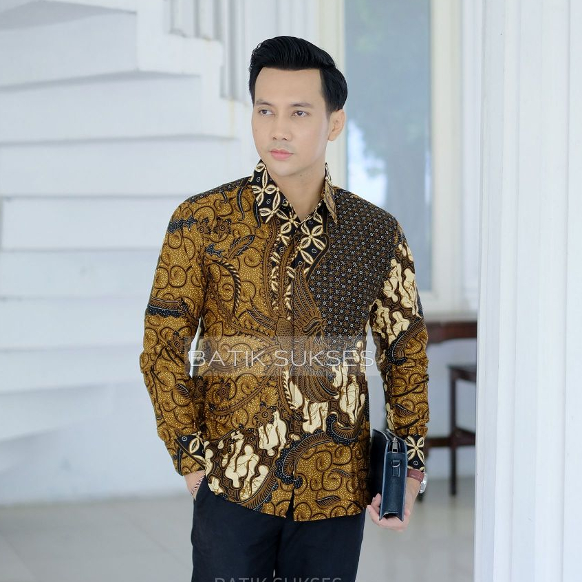 PODOMORO Kemeja Batik Pria Slimfit PREMIUM Lengan Panjang Lapis Furing Katun Halus Primisima Full Fu