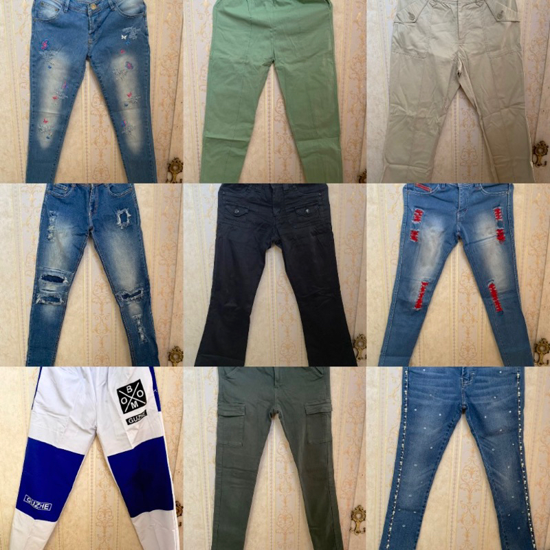 Celana jeans/cutbray/kulot/jumpsuit/katun/bahan preloved