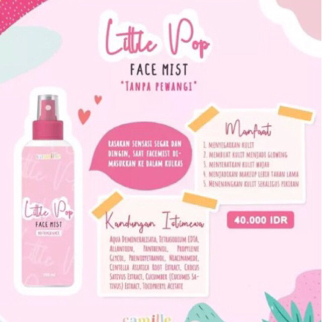 [READY] FACE MIST BY CAMILLE BEAUTY LITTLE POP FACEMIST FACE SPRAY PENYEGAR WAJAH SETTING SPRAY BY C