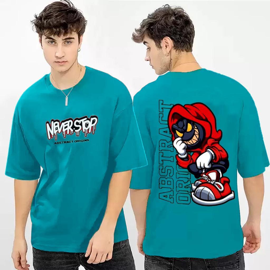 Kaos Tshirt Atasan Distro Pria Wanita Terbaru Lengan Pendek Motif Never Lose Toska Katun Combed