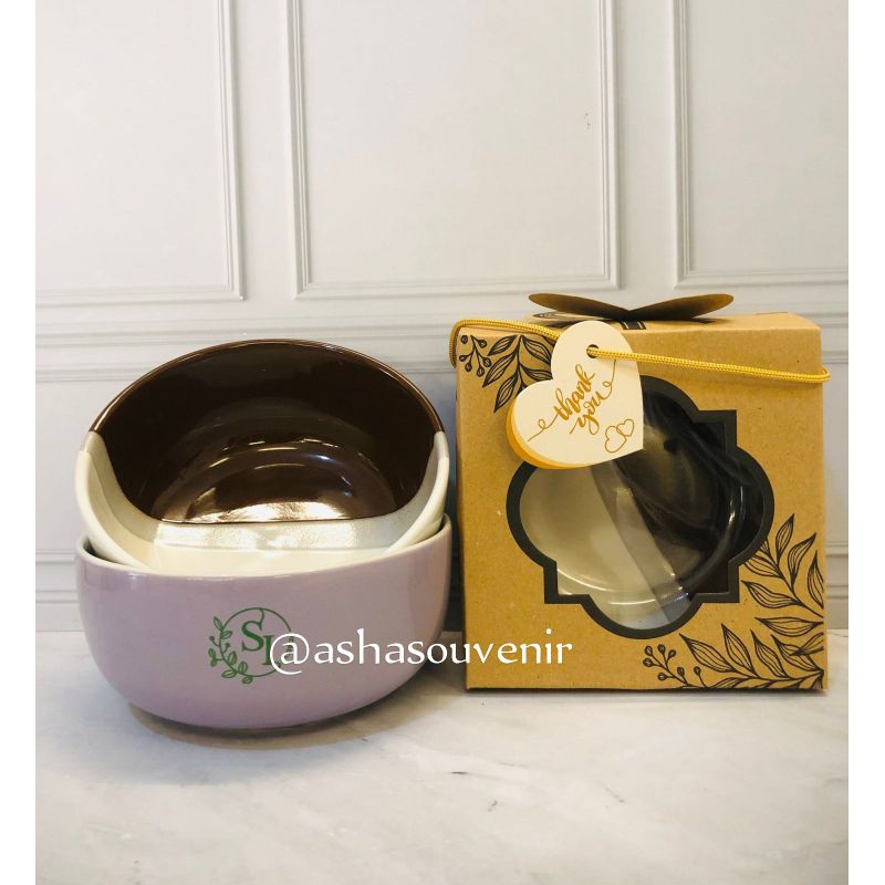 SOUVENIR MANGKUK TWOTONE CUSTOM / SOUVENIR MANGKOK SUP / SOUVENIR MANGKUK BESAR / SOUVENIR PERNIKAHA