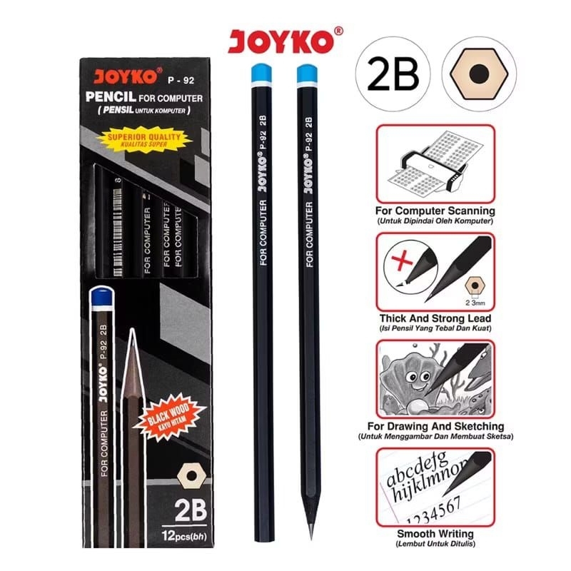 

Joyko Pensil Kayu 2B P-92 1pack Isi 12pcs