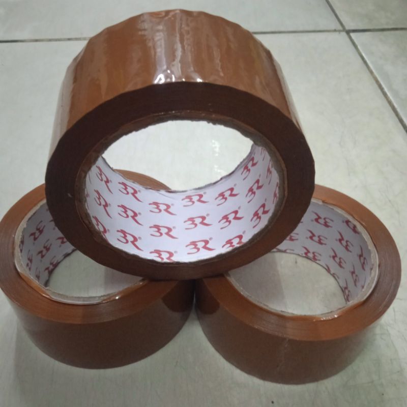 Lakban Coklat Merek 3R Solatip Perekat Cokelat Super Lengket Kuat Tebal 2in