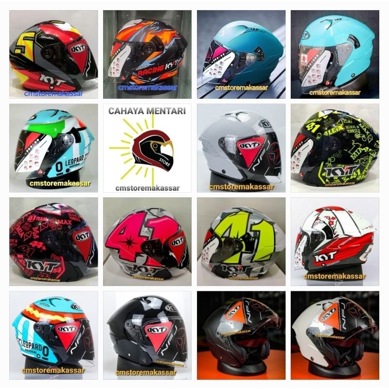 Helm KYT NFJ Half Face Solid Dan Motif SNI DOT Double Visor Kacamata Dalam
