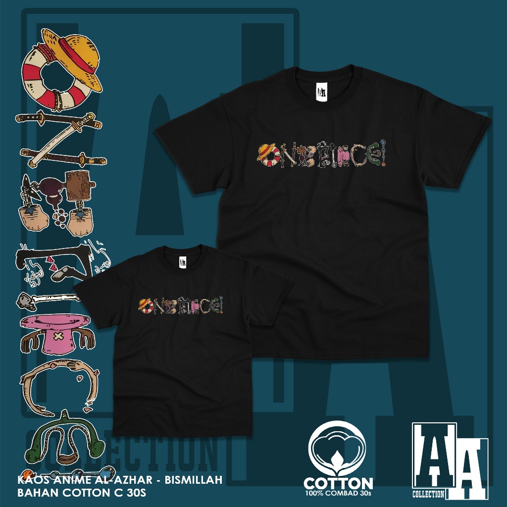 AL - AZHAR COLLECTION | KAOS ANIME KEKINIAN KARAKTER ONE PIECE | COTTON COMBED 30S | KAOS PREMIUM | 