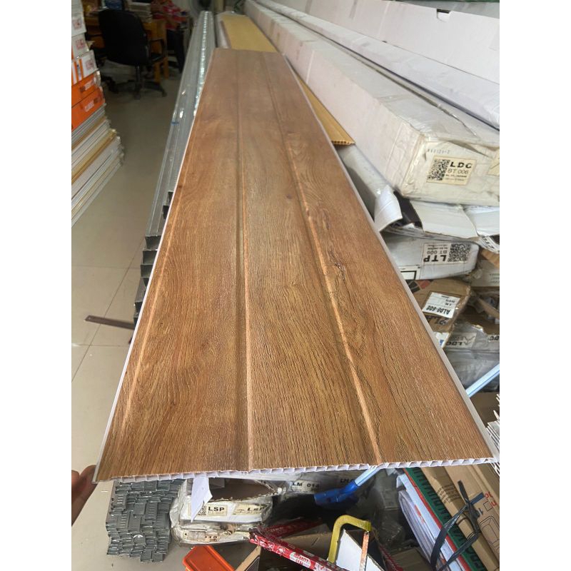 Plafon pvc motif serat kayu coklat muda doff NF 30630 (PERLEMBAR)