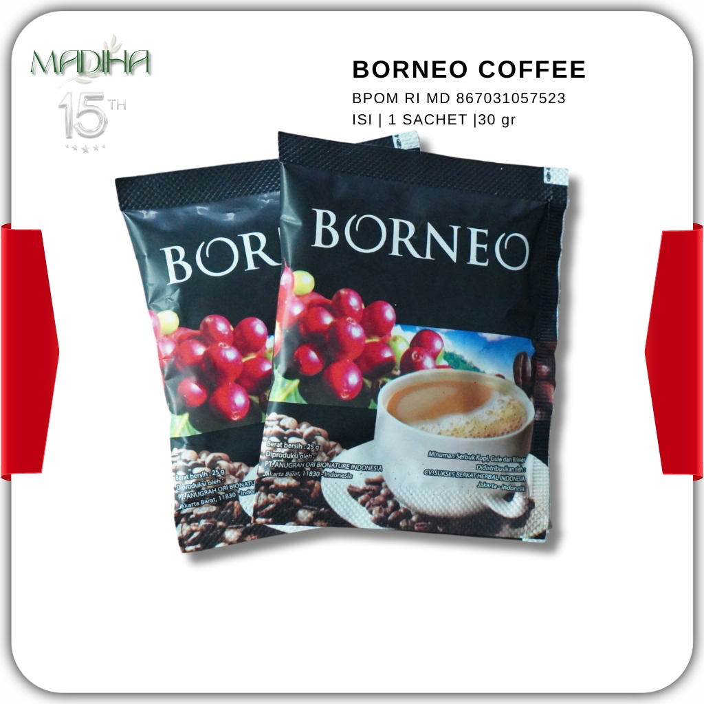 

Borneo Coffee Original Minuman Serbuk Kopi Gula & Krimer Isi 1 Sachet