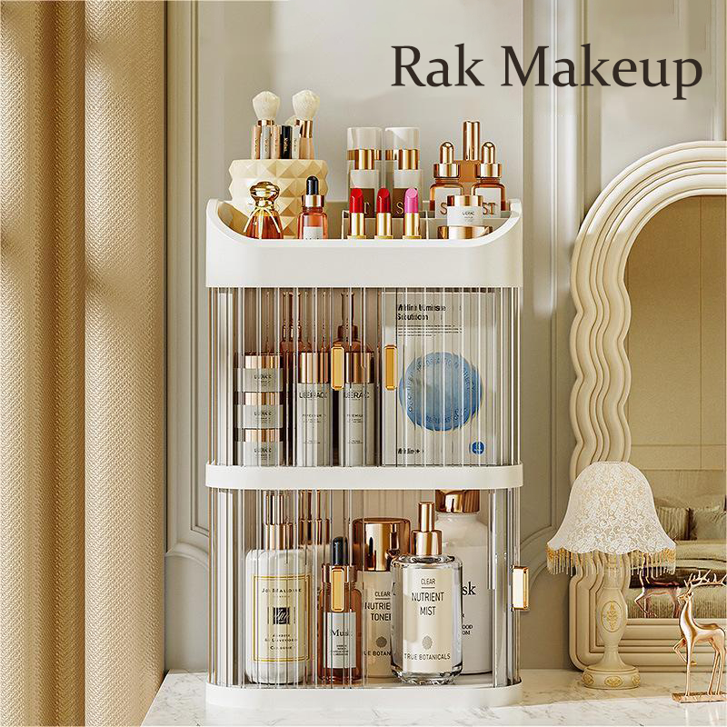 Rak Kosmetik akrilik Organizer  kotak penyimpanan Tempat Penyimpanan Dengan Tutup Acrylic Storage la