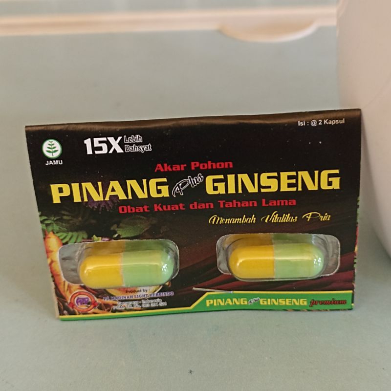 KAPSUL PINANG PLUS GINSENG OBAT KUAT OBAT TAHAN LAMA (1 SACHET) PENAMBAH VITALITAS PRIA OBAT EJAKULA
