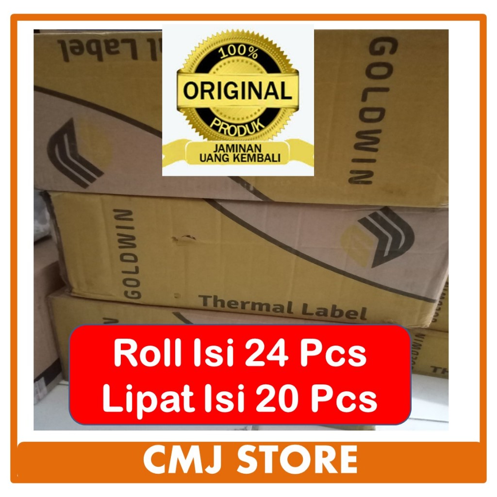 

1 Dus Kertas Label Sticker Resi Thermal 100x150 Isi 500 Roll Lipat Goldwin Asli Original