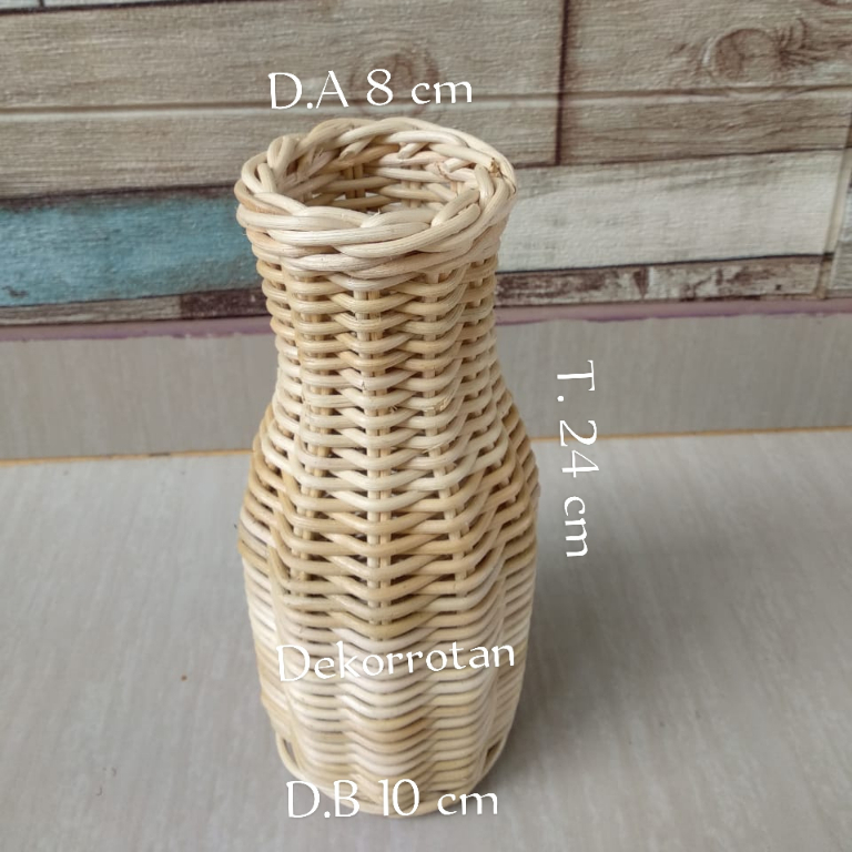 vas bunga rotan pot bunga rotan pas bunga meja cantik guci rotan bunga plastik