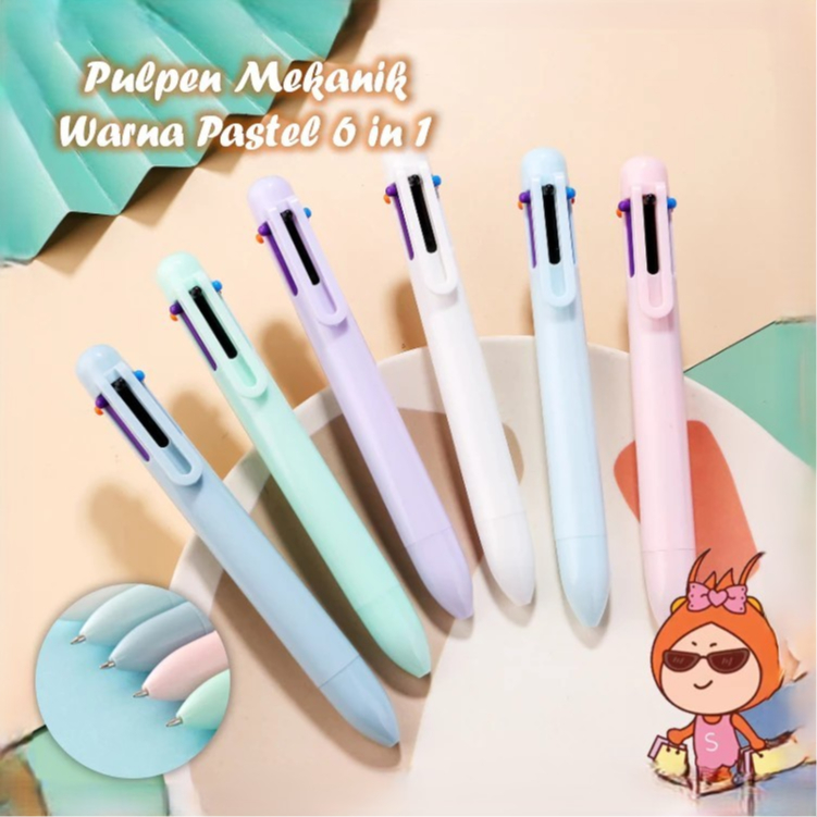 

(ES) E99679 Pulpen Mekanik Warna Pastel 6 in 1 / Pulpen Sekolah Multicolor / Pulpen Warna Warni