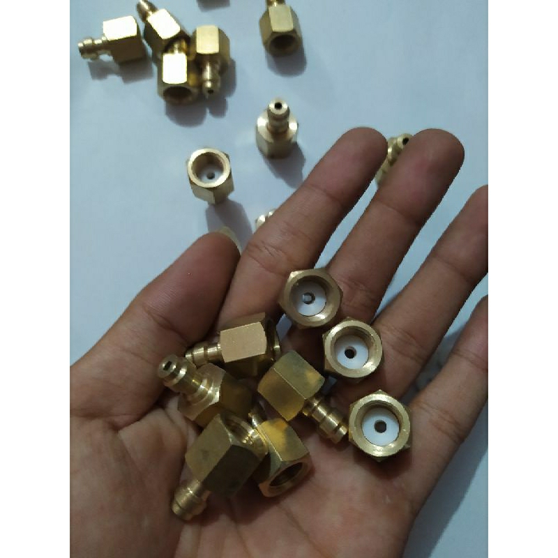 MINI KUPLER JANTAN DRAT DALAM KUNINGAN (GRATIS TEFLON PUTIH) , KUPLER JANTAN  KUNINGAN 100% IMPORT