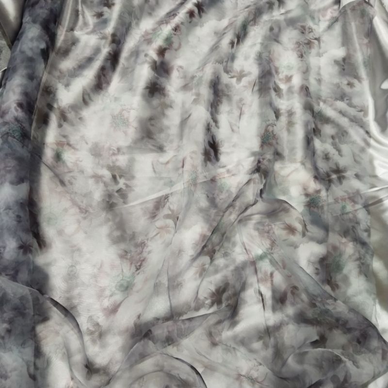 Kain Organza silk | Bahan Organsa motif | Bahan Organdi kaca | kain Organdii sutra