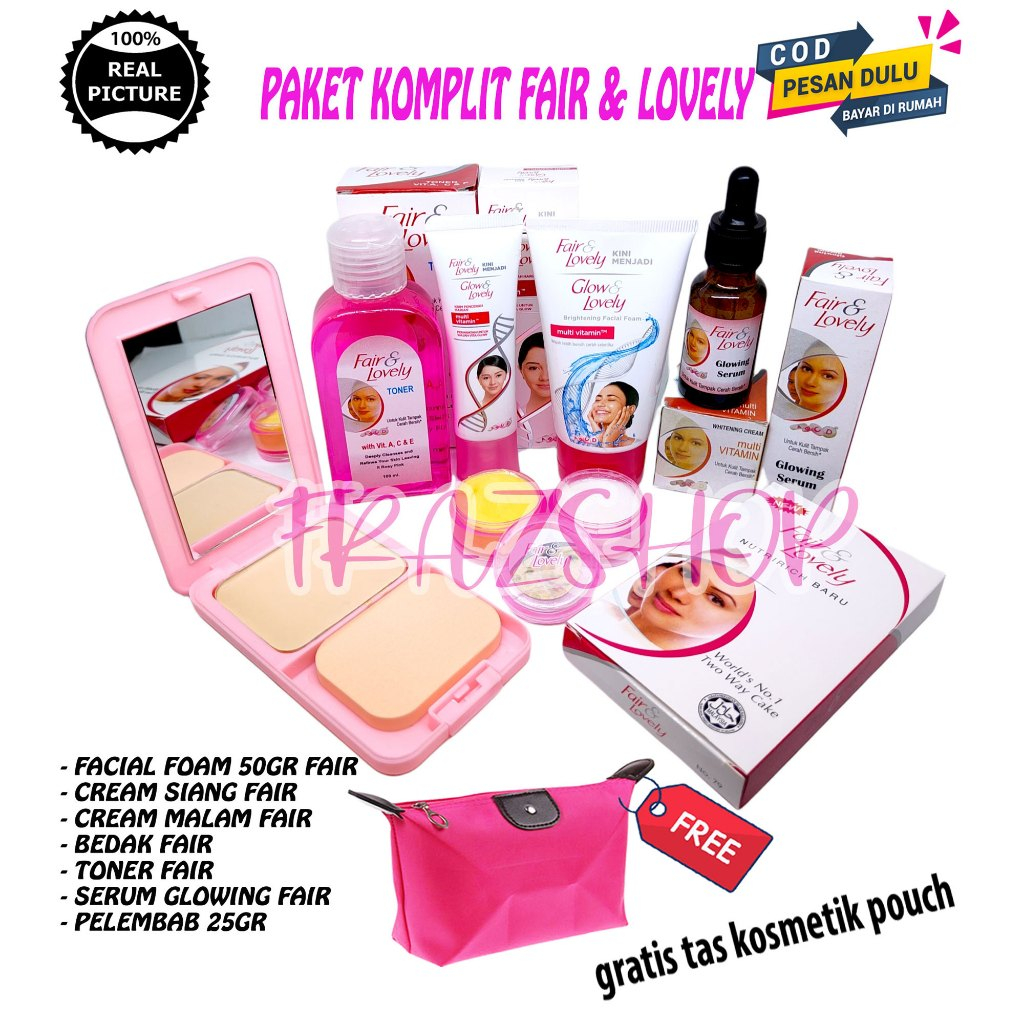 Fair And Lovely [ GRATIS TAS KOSMETIK ] 1 Paket Lengkap Glowing Asli 6 In 1 Fair And Lovely - Cream 