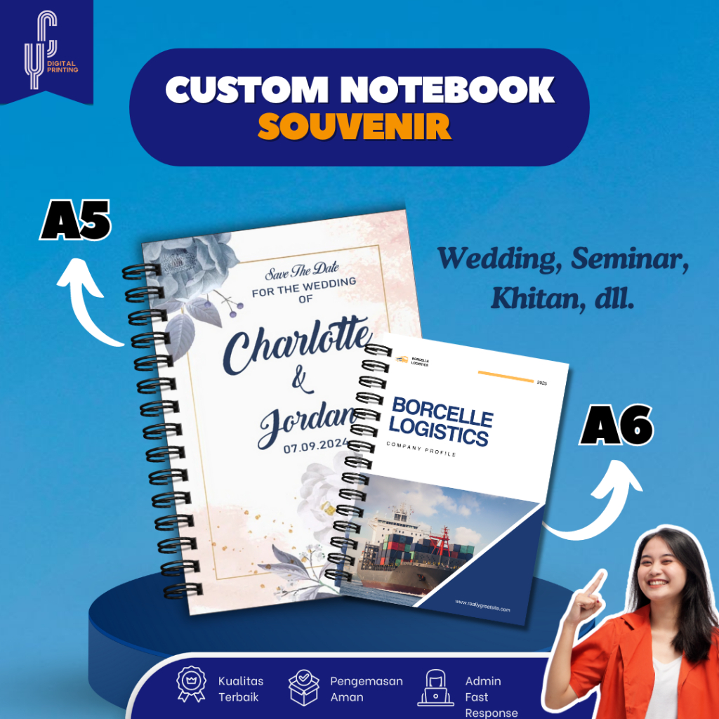 

Souvenir Notebook Blocknote Hadiah Pernikahan / Seminar Custom Ring Spiral Murah