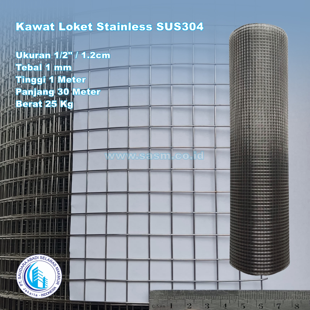 Kawat Ram Stainless steel 304 1/2" (Per-Meter)