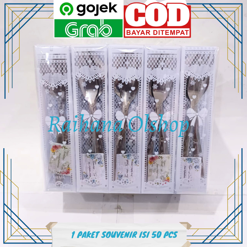 Souvenir Pernikahan Sendok Garpu Stainles Kemasan Mika 50 PCS