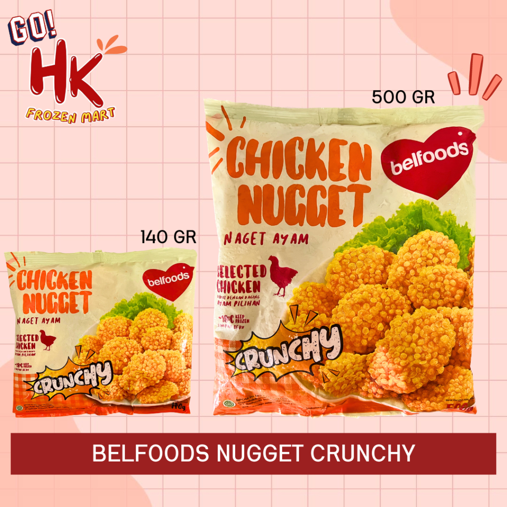 

Belfoods Chicken Nugget Crunchy 140gr & 500gr | naget ayam kanzler premium HK Frozen Mart