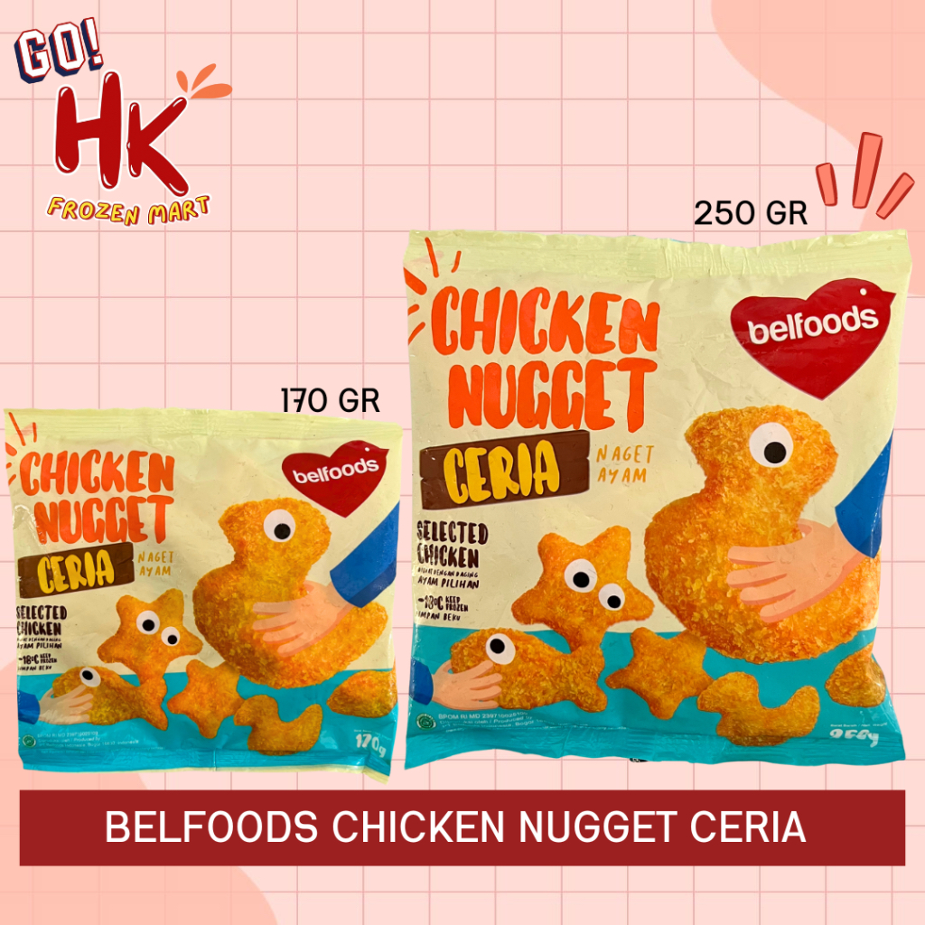 

Belfoods Chicken Nugget Ceria 170gr & 250gr | naget ayam bentuk lucu hewan animal abc HK Frozen Mart