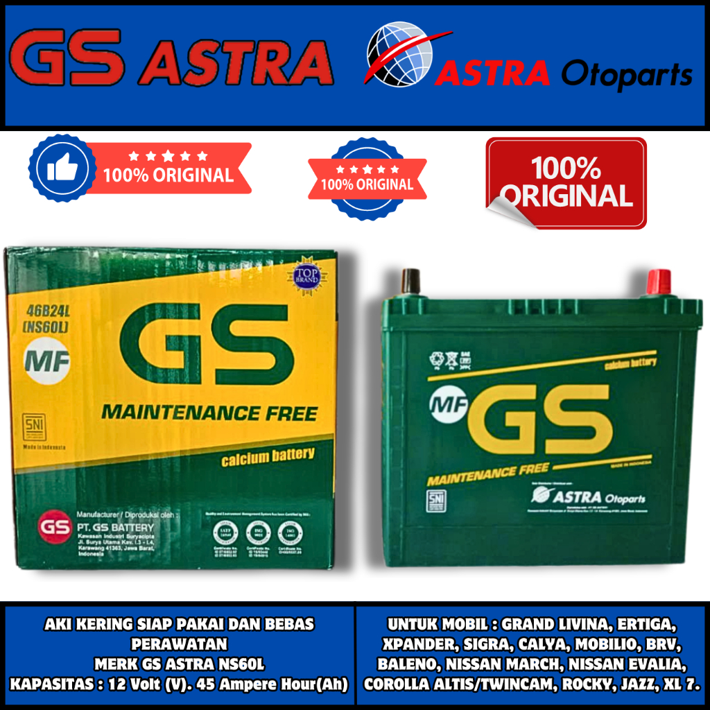 AKI MOBIL SIGRA , MOBILIO , AGYA , CALYA , XPANDER , CAYLA , ALTIS , JAZZ NS60L GS ASTRA MF AKI KERI