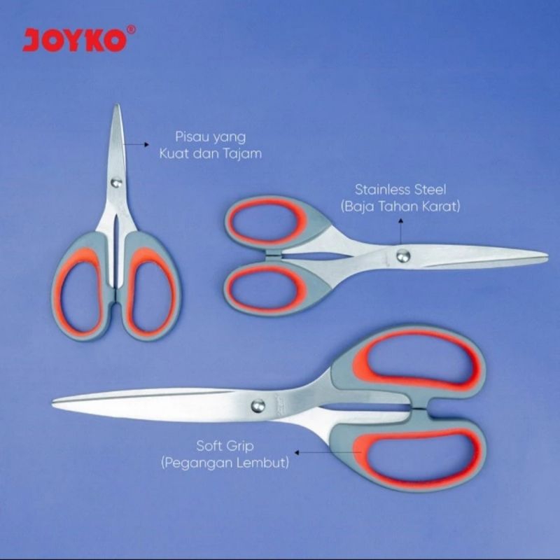 

Gunting scissors JOYKO 828/838/848 soft grip kecil sedang besar anti karat