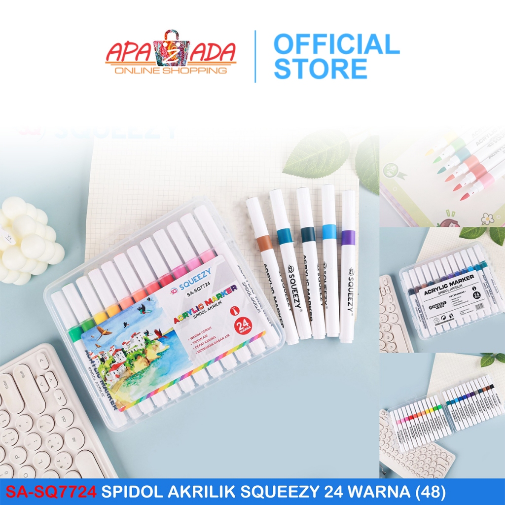 

Ay00! Apazada - Spidol Akrilik [1 Set - 24 Warna] / Pena Cat / Acrylic Marker Squeezy SA-SQ7724