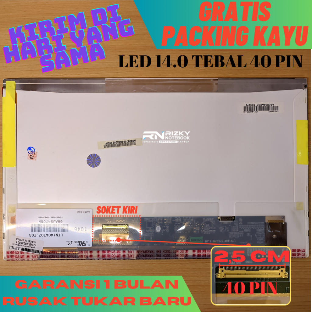 Layar Laptop Lcd led 14 inch 40 pin tebal