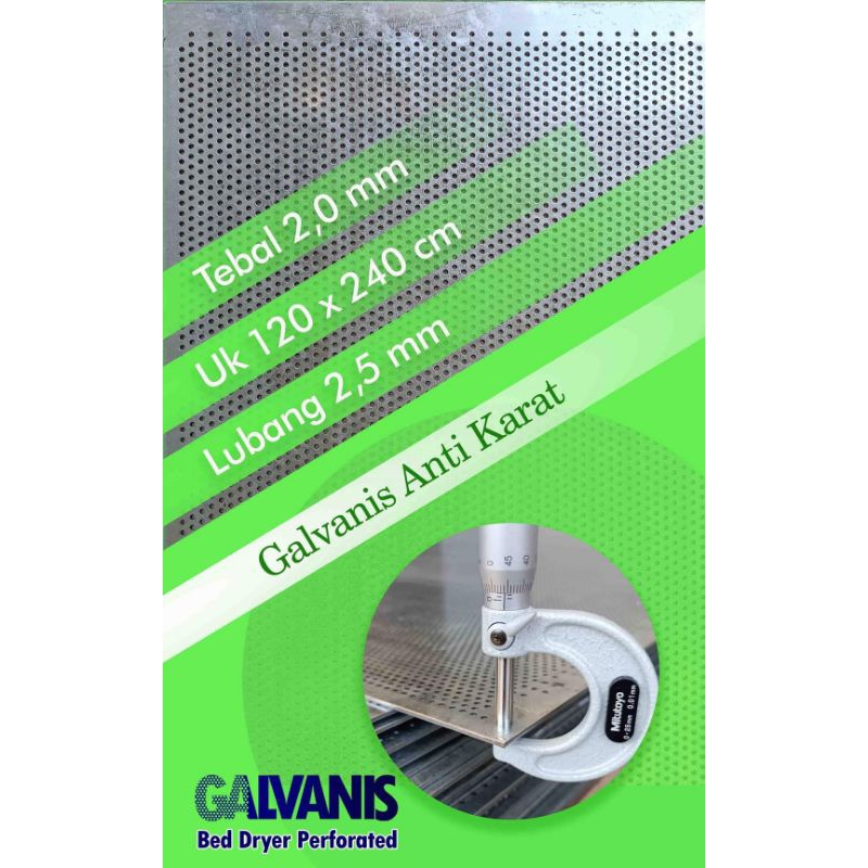 Plat Lubang Galvanis 2 mm /120x240/ lubang 2 ,5 mm