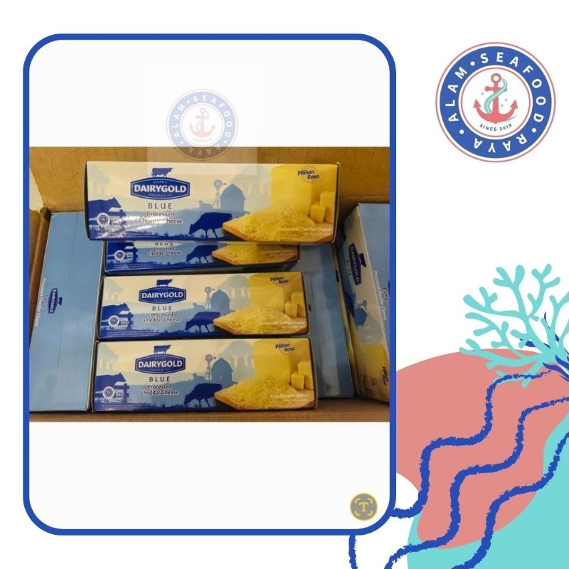 

Dairygold Blue Processed Cheddar Cheese 480gr Keju Cheddar Premium