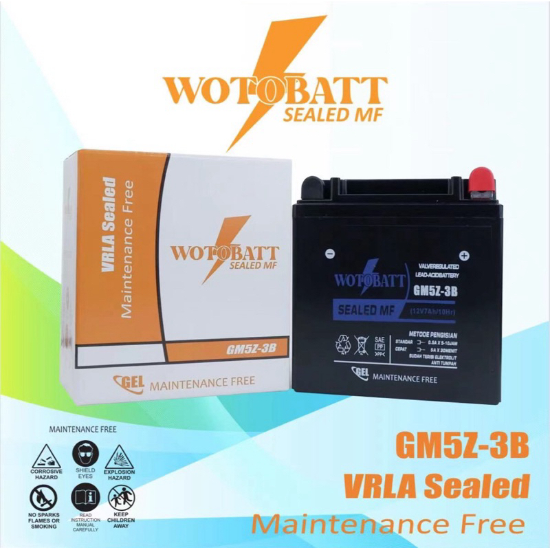 Aki Kering Wotobatt GM5Z-3B (12V 7Ah) - Mio Beat Vario Blade
