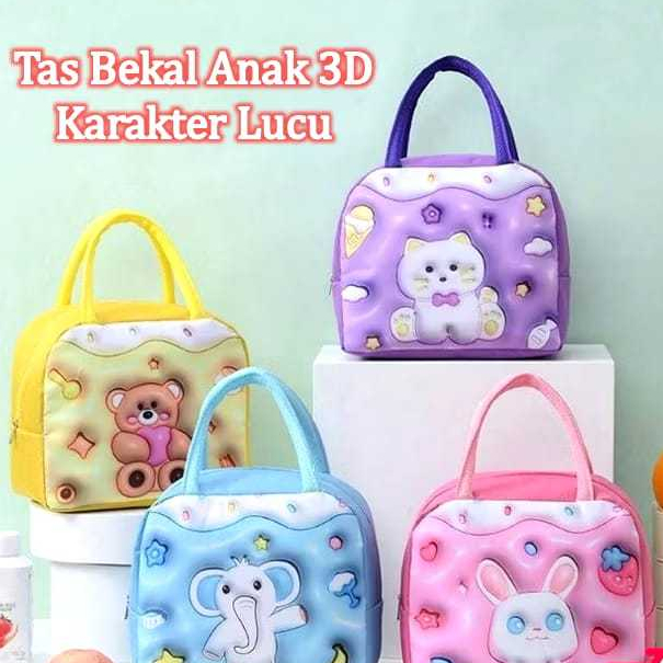 Tas Bekal Anak 3D Karakter Lucu / Tempat Penyimpanan