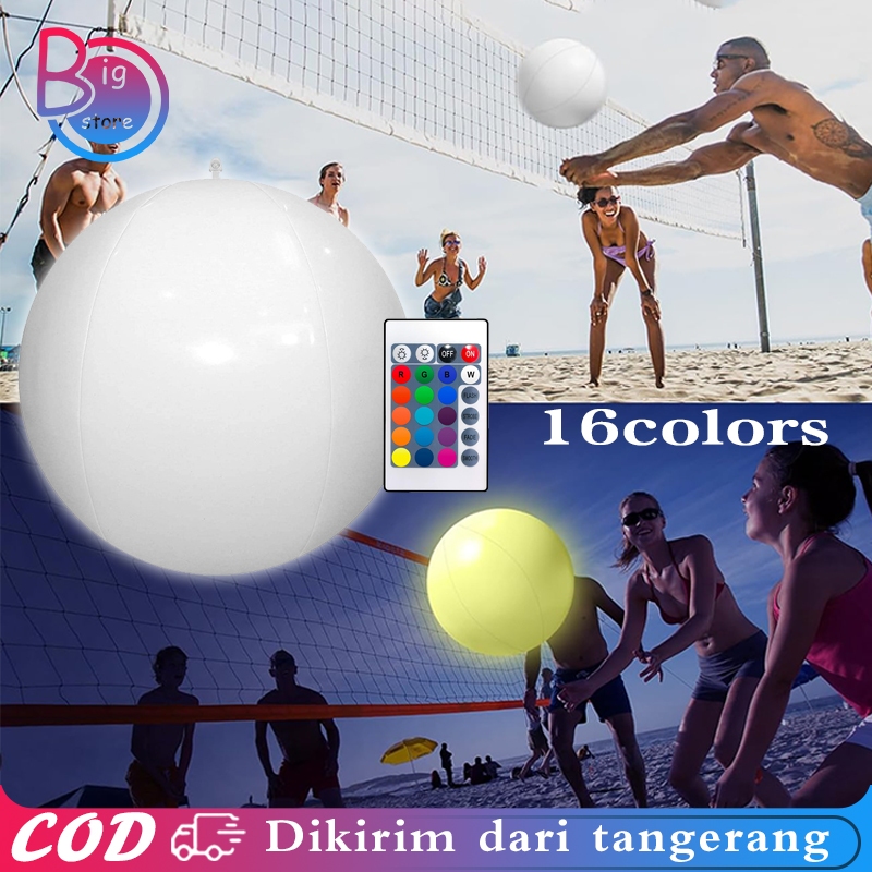 Bola Pantai LED 16warna Beach Ball 40cm Bola Pantai Besar Bola Pantai Tiup Untuk Kolam Renang Pantai