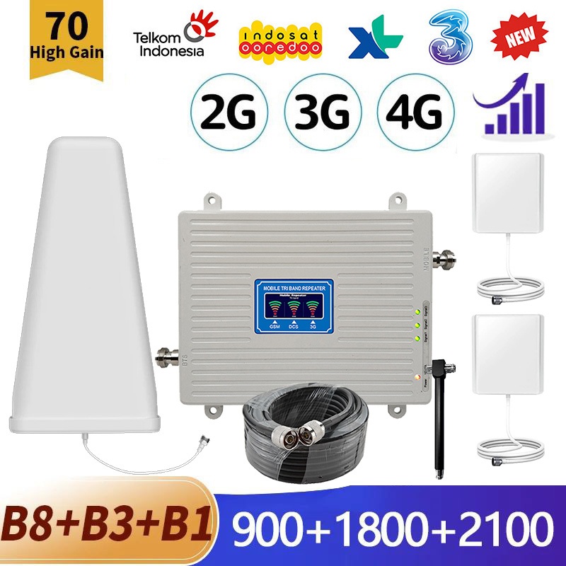 FullSet 2G 3G 4G Cell Phone Booster TriBand Pengulang Sinyal HP EDC 4G Modem Sinyal Booster Cellular