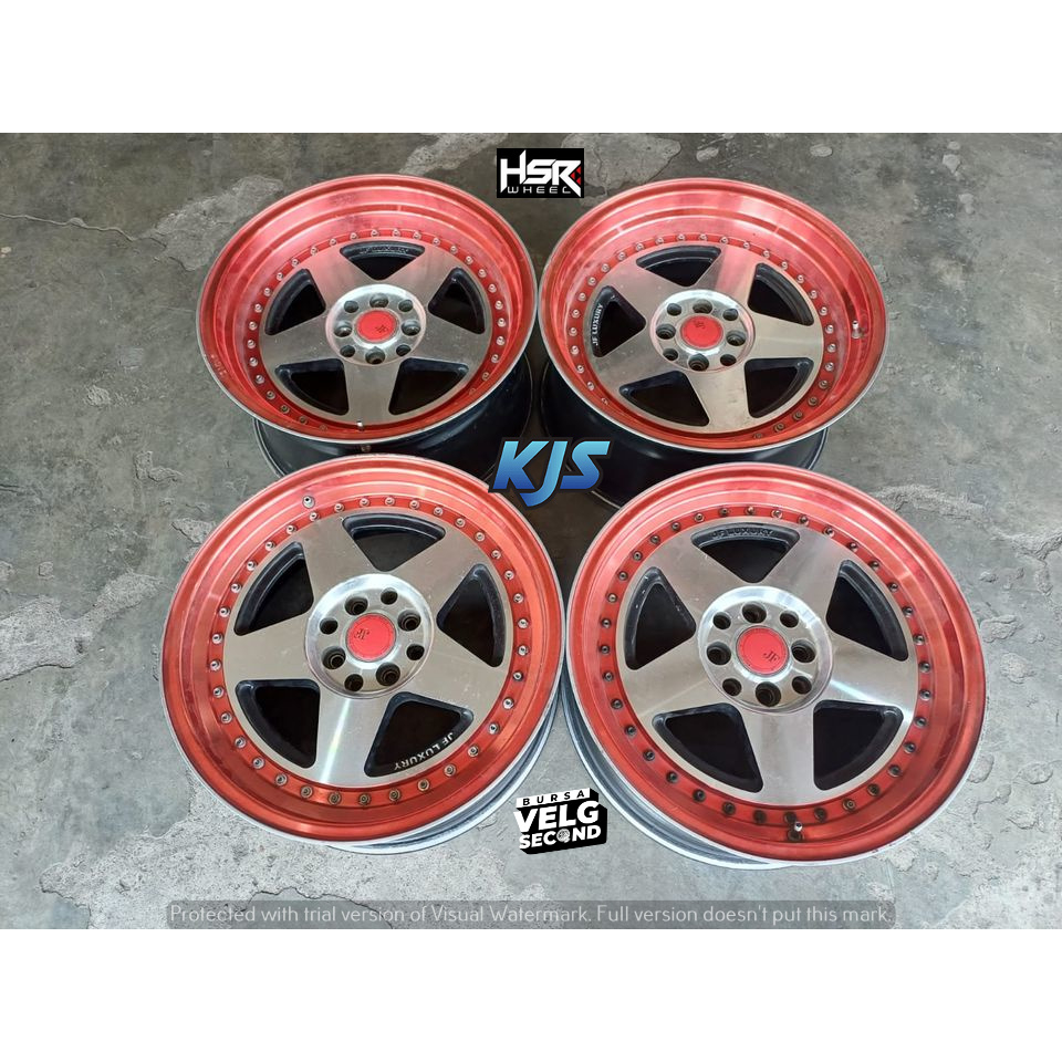 Velg second bisa untuk mobil jazz,freed yaris dll ,model JF LUXURY R17X7,5/8,5 8X100/114,3ETB/P RED