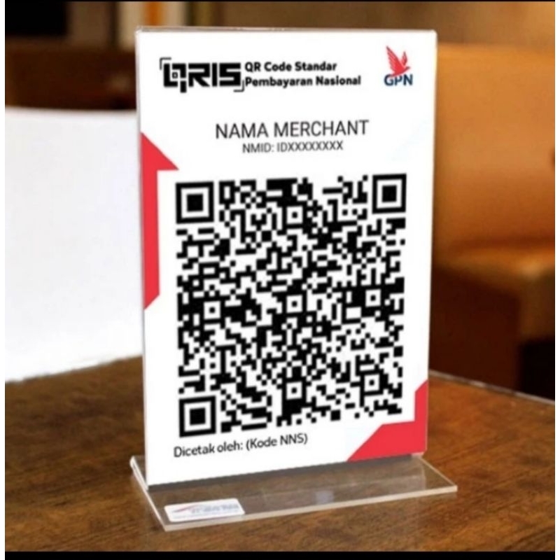 Papan meja menu Qris / akrilik berdiri / akrilik meja custom satuan