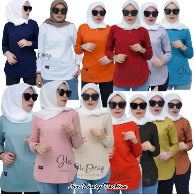 ATASAN WANITA TERBARU | MODEL BAWAH OVAL | KAOS LENGAN PANJANG WANITA ORIGINAL SIX DIARY | STYLE ZOL