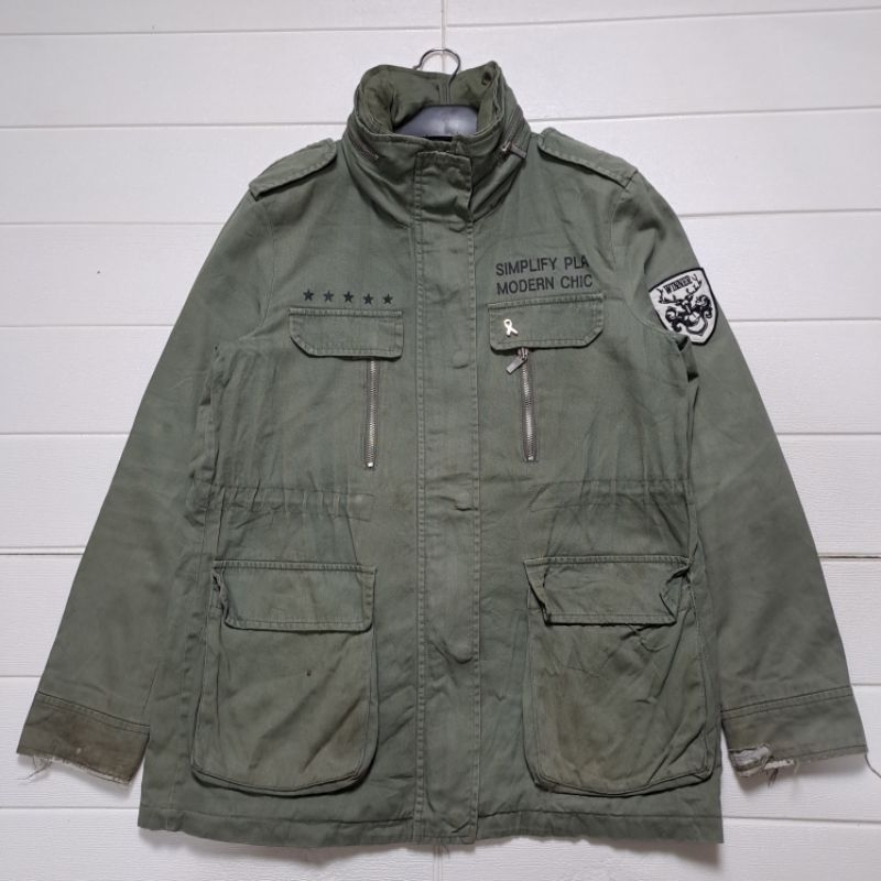 JAKET SEMI PARKA PLASTIC ISLAND UTILITY FIELD JACKET SIZE S FIT M L