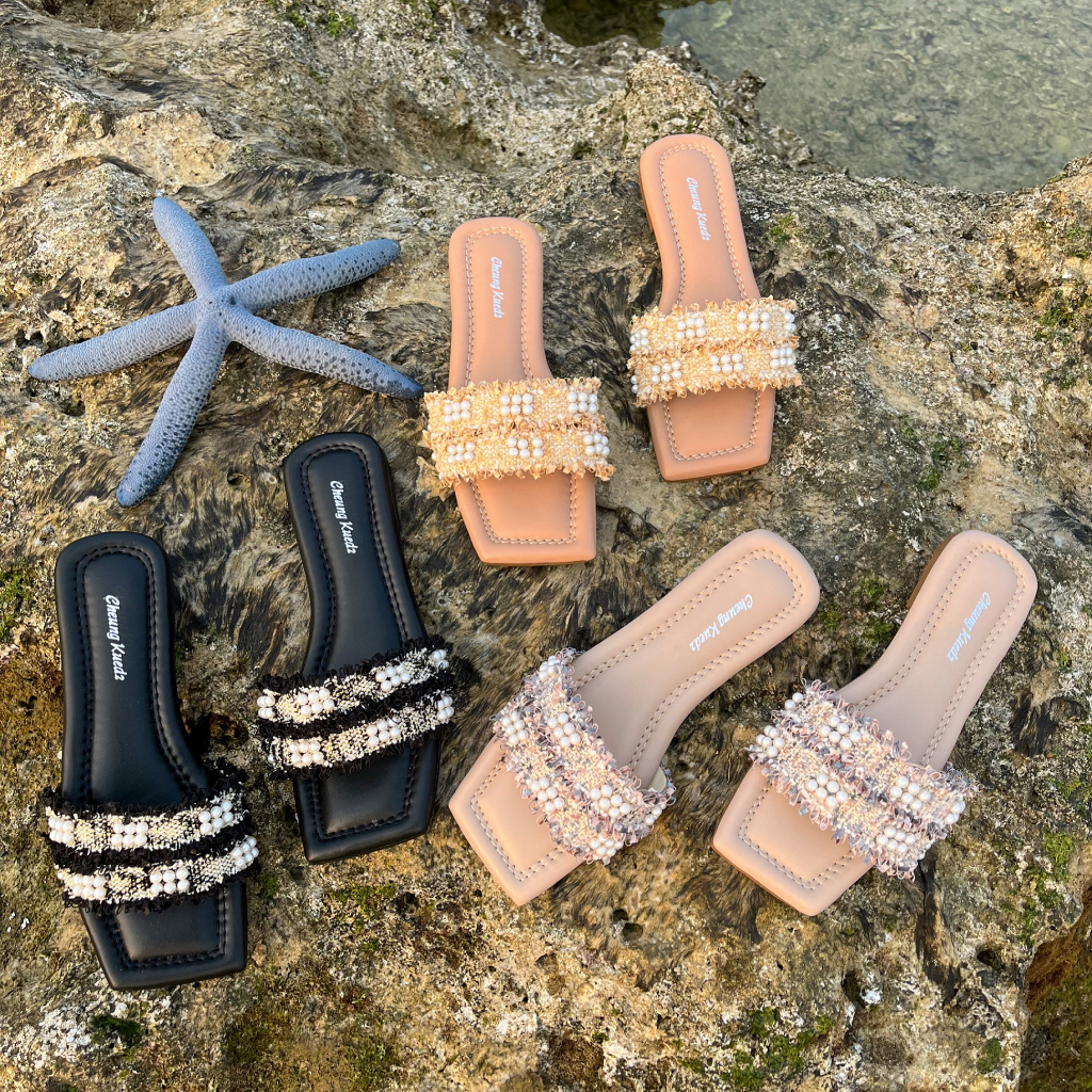 Sandal Teplek Slop Wanita Variasi Mutiara ELIZABETH