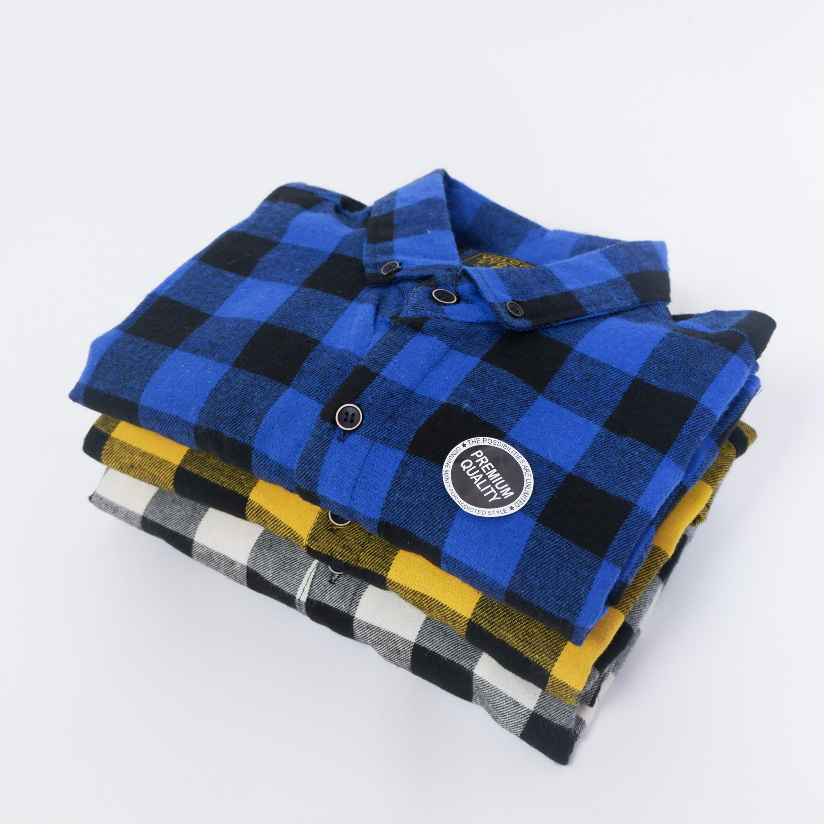 Kemeja Flanel Pria Jumbo Kotak Kotak Oversize xxl Lengan Panjang