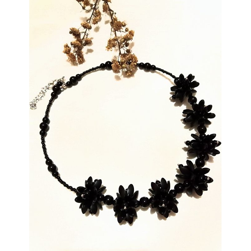 Kalung Hijab/Aksesoris Hijab/Kalung Mutiara Kristal Hijab/Flower Pearl Crystal Necklace