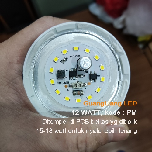 Mesin Lampu 12 watt Putih Terang PCB Aluminium AC 165-250V PM