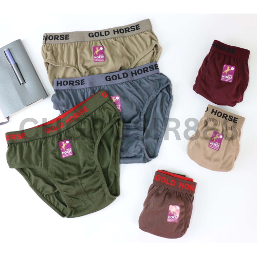 3 dan 6 pcs CD Celana Dalam Pria laki-laki brief karet boxer remaja sampai dewasa Merk GOLD HORSE ba