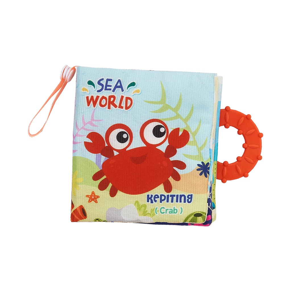 (buku anak 4-12 bulan) Soft Book Teether Sea Animal - Little Friends