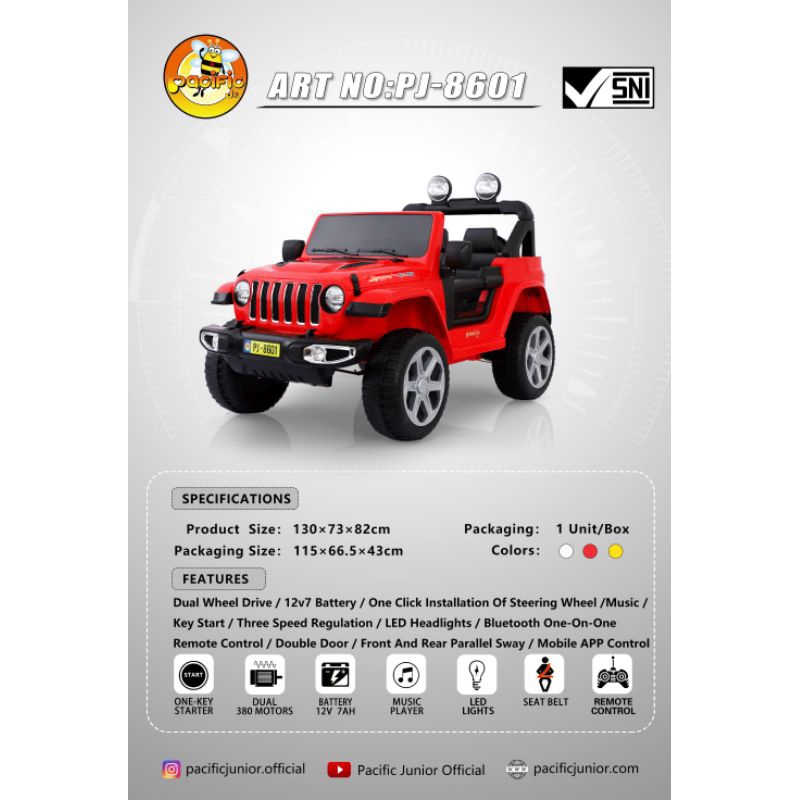(Free pelapis ban)Mobil aki anak pacific PJ-8601 PJ8601 PJ 8601