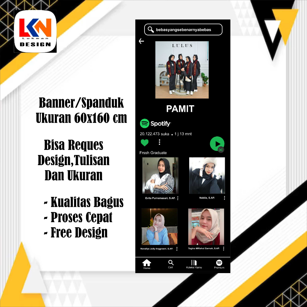 spanduk banner wisuda spotify uk, 60x160cm