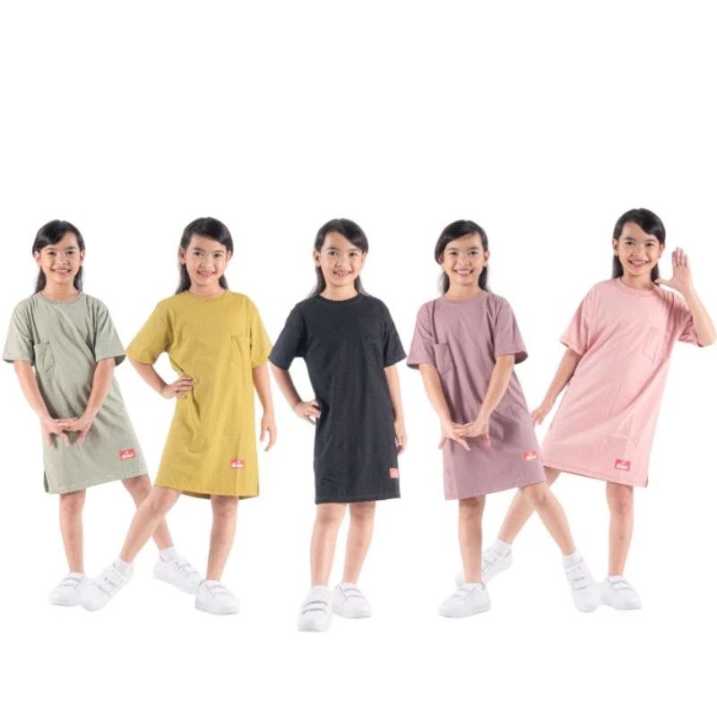 COD BAJU KAOS DRESS BASIC TUNIK POLOS ANAK PEREMPUAN TERBARU 2023 || 5-14 TAHUN