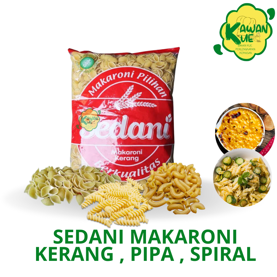 

MAKARONI MENTAH SEDANI KERANG, SPIRAL, PIPA 1KG